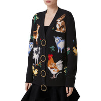 Cardigan en laine et cachemire à motif animal - Black