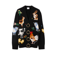 Cardigan en laine et cachemire à motif animal - Black