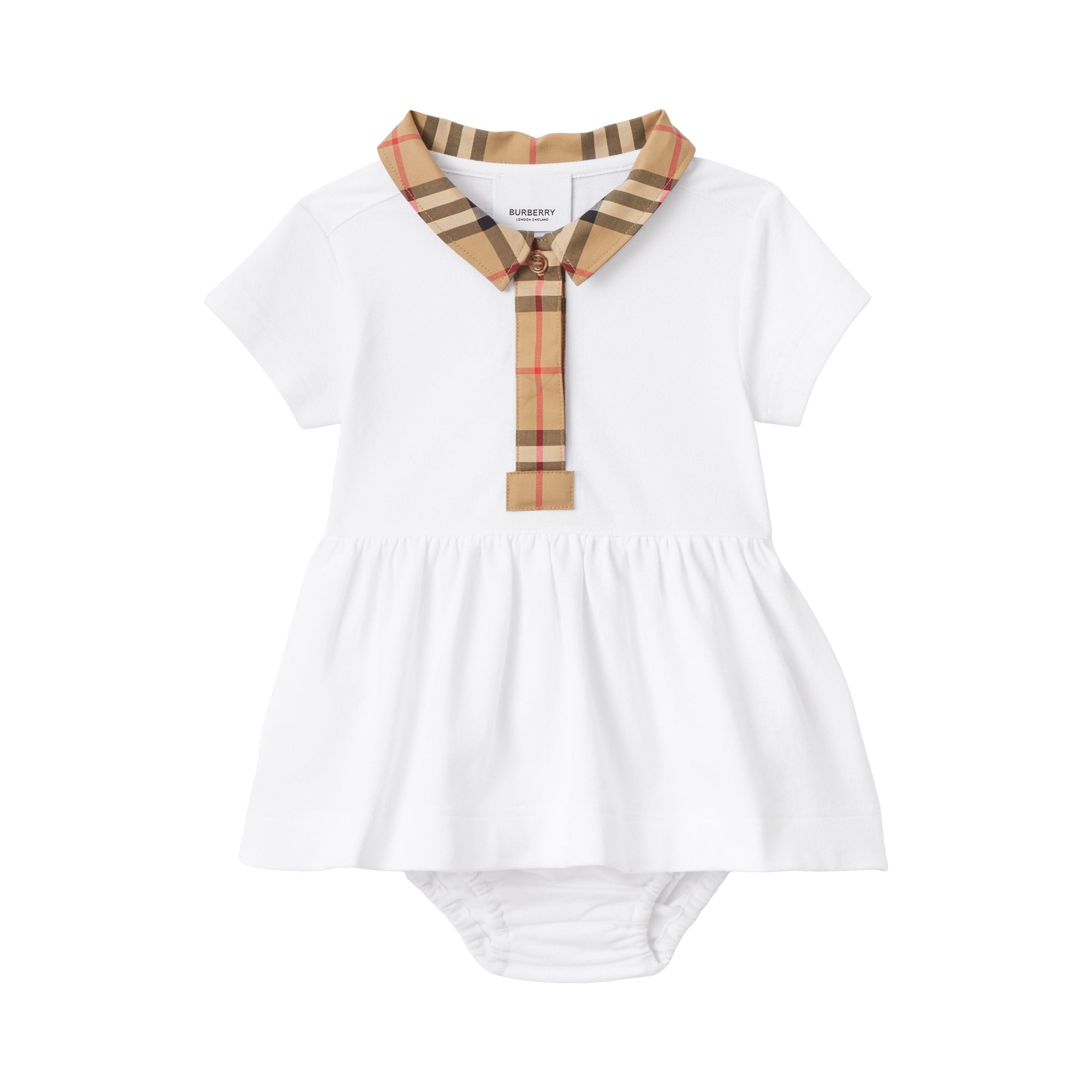 Robe en piqué de coton stretch - White