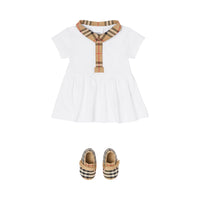 Robe en piqué de coton stretch - White