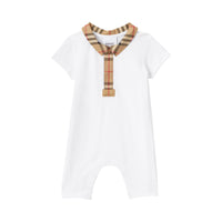 Combinaison stretch à motif check - White