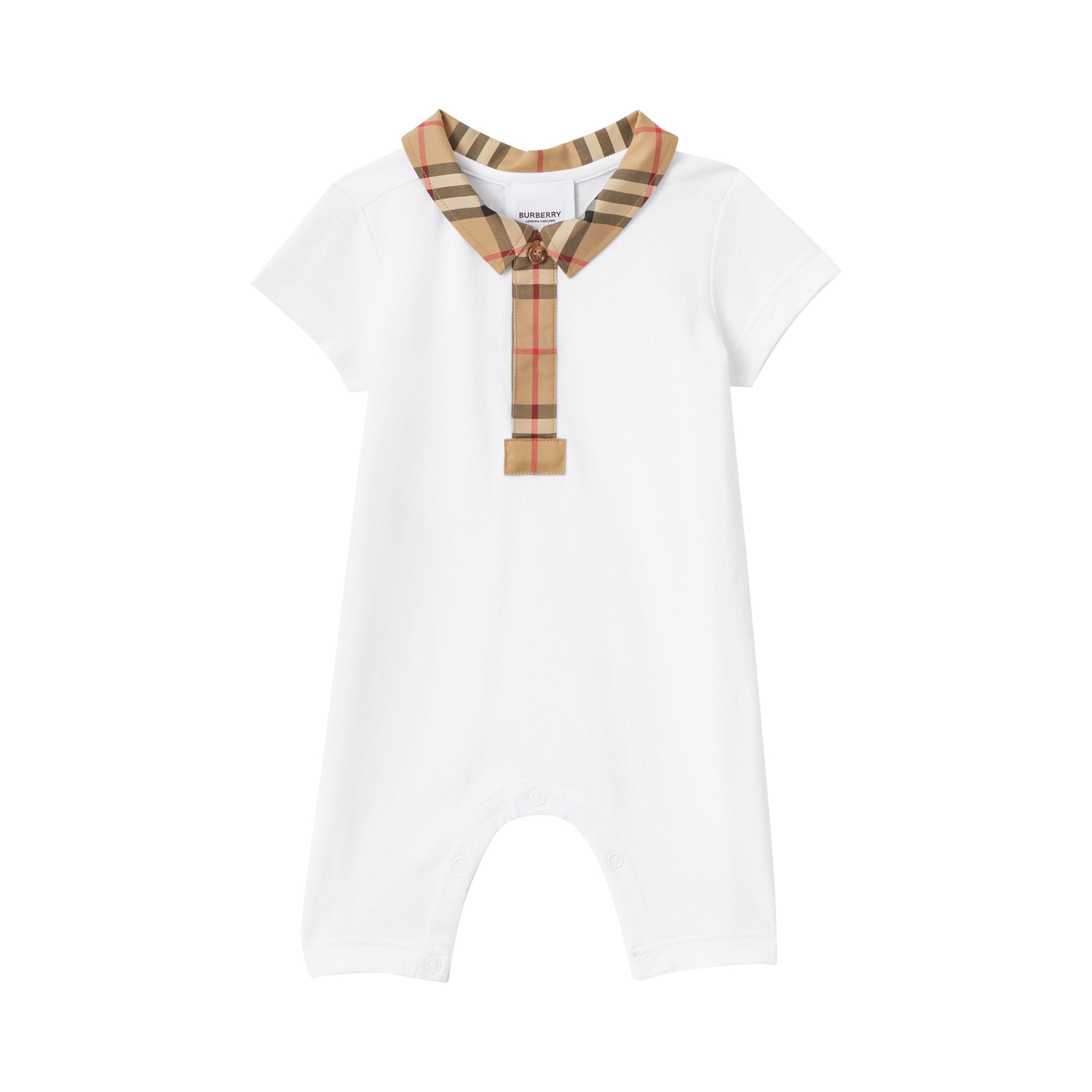 Combinaison stretch à motif check - White