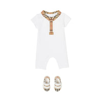 Combinaison stretch à motif check - White