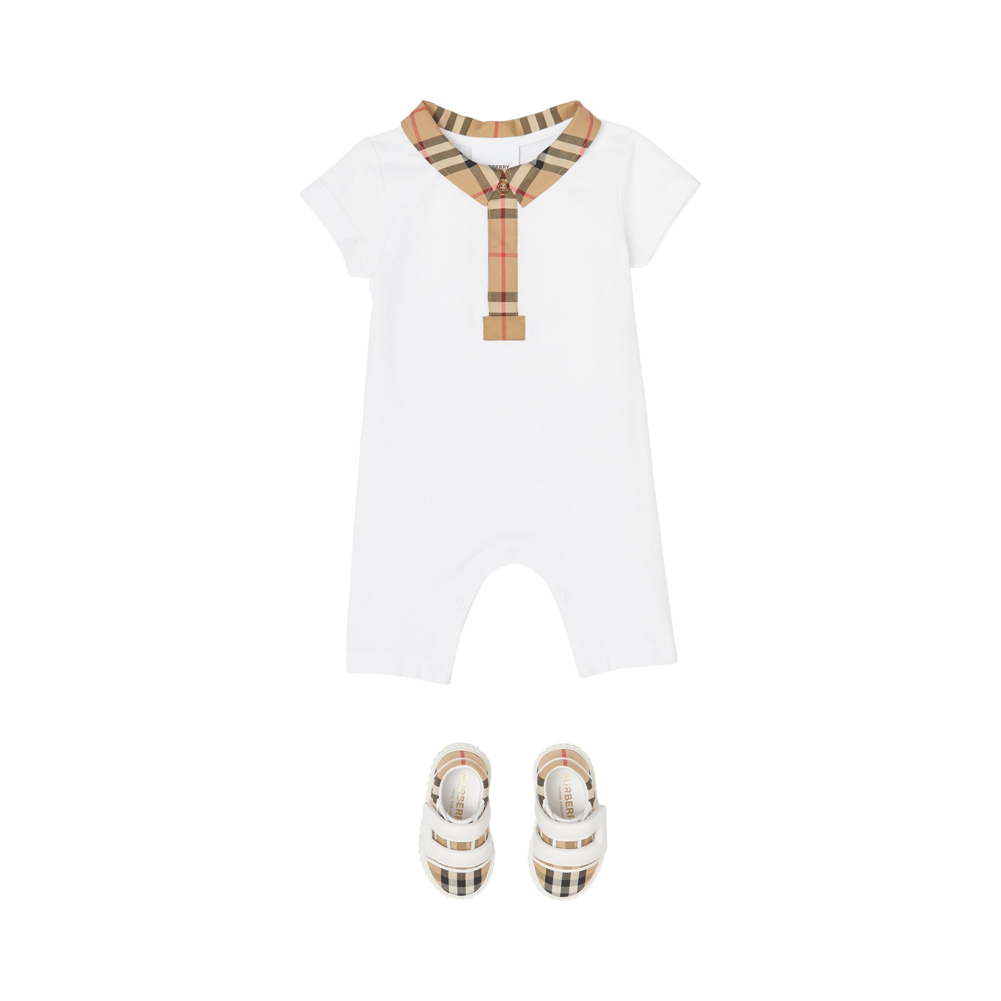Combinaison stretch à motif check - White
