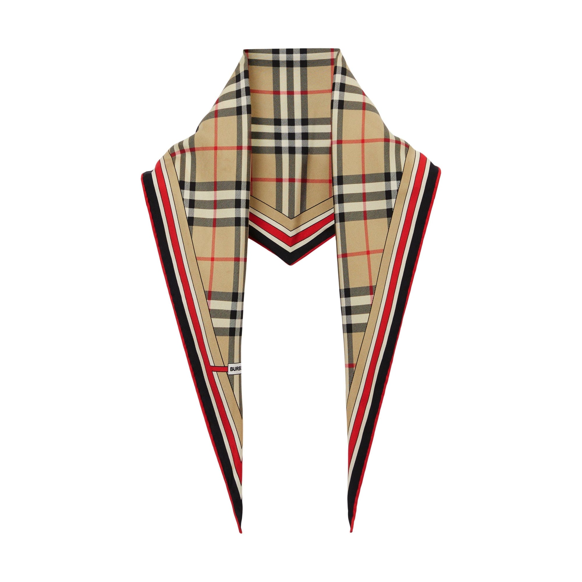 Foulard en soie à motif check - Archive Beige