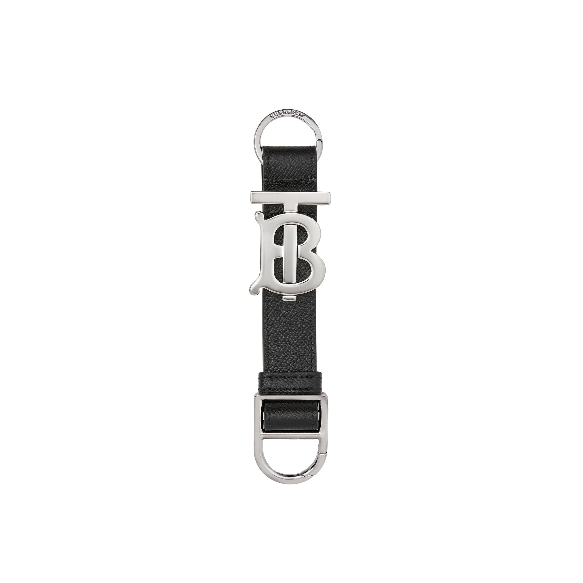 Porte-clés en cuir grainé à motif monogramme - Black