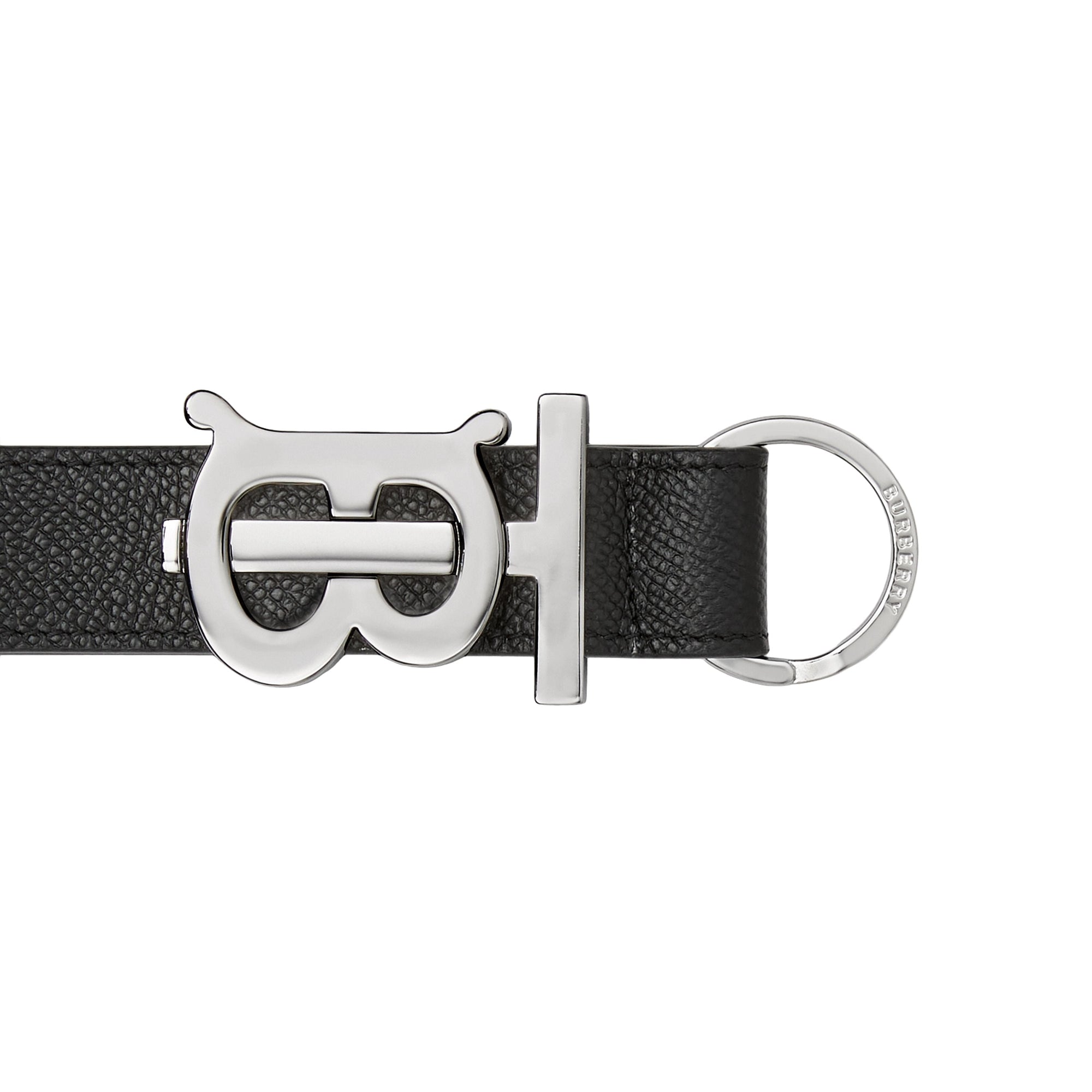 Porte-clés en cuir grainé à motif monogramme - Black