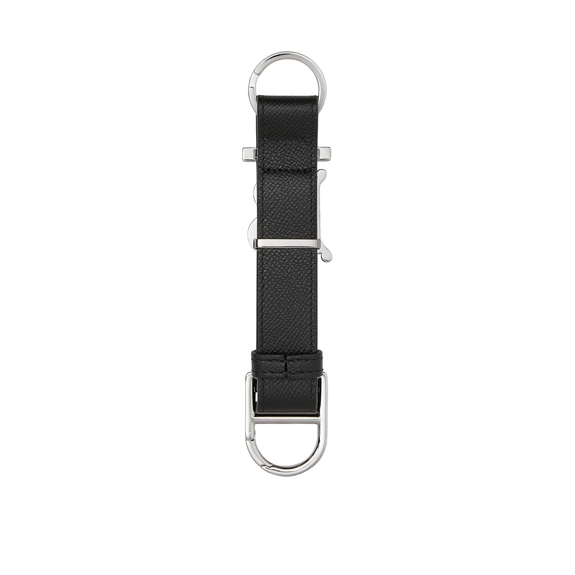Porte-clés en cuir grainé à motif monogramme - Black