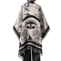 Cape réversible en jacquard de laine à imprimé Règne - Arc Beige & Pale Beige