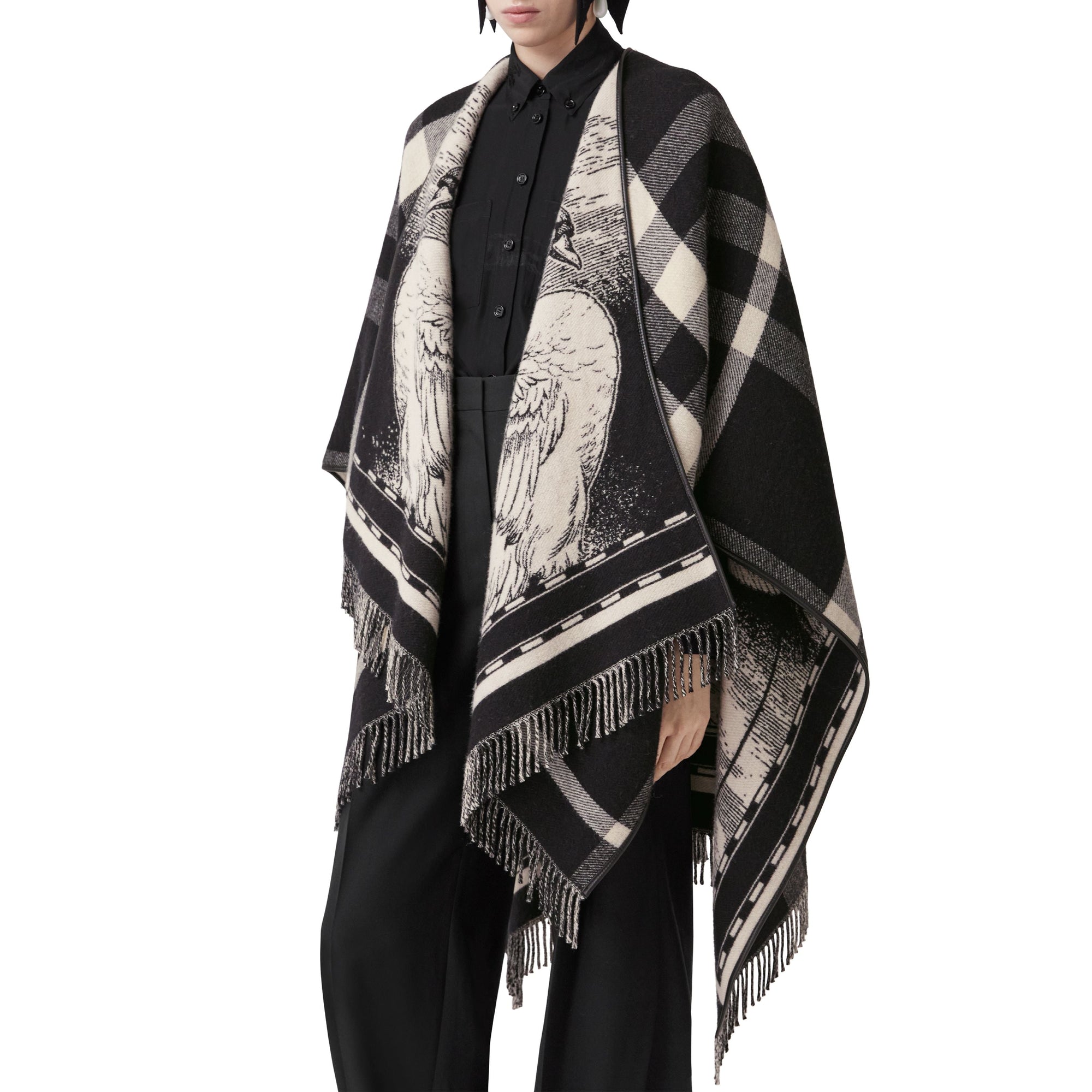 Cape réversible en jacquard de laine à imprimé Règne - Arc Beige & Pale Beige