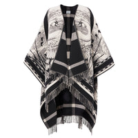 Cape réversible en jacquard de laine à imprimé Règne - Arc Beige & Pale Beige