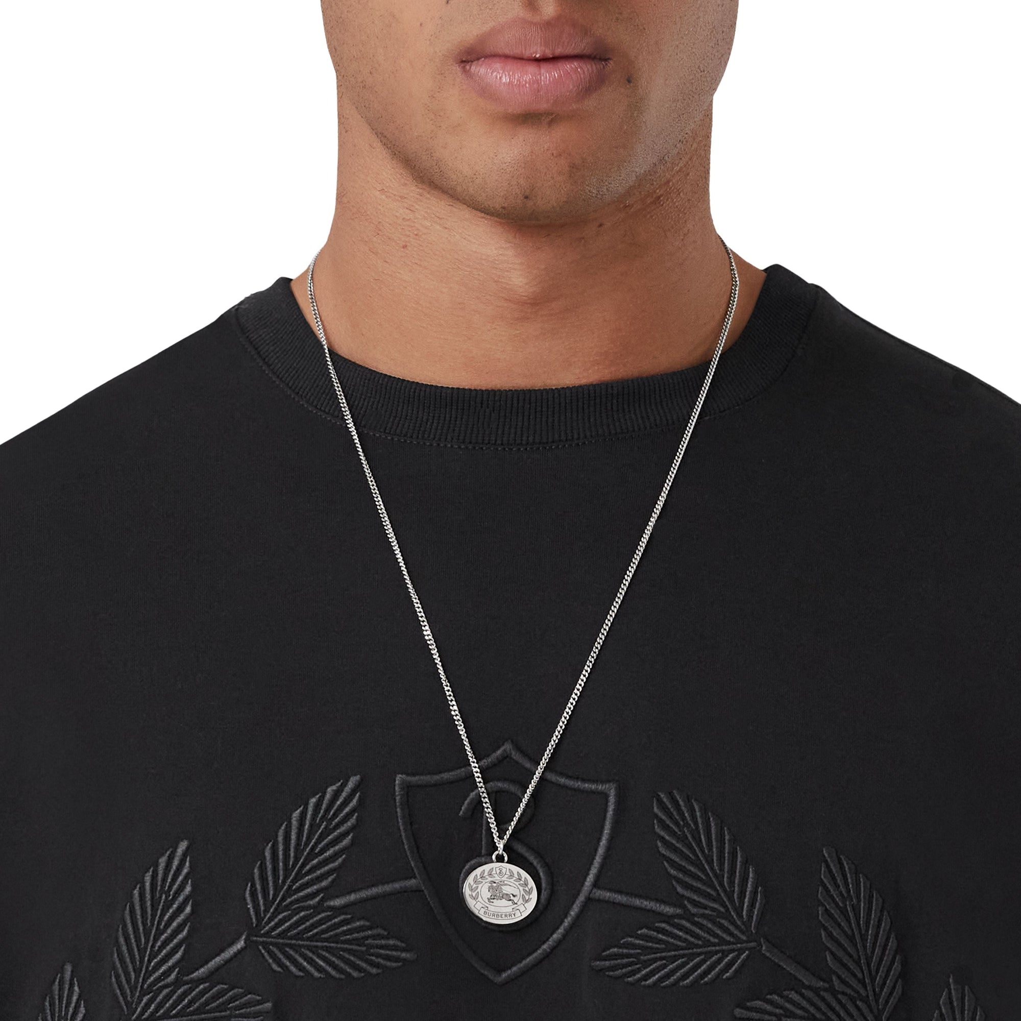 Collier à maillons à emblème du cavalier gravé - Vintage Steel