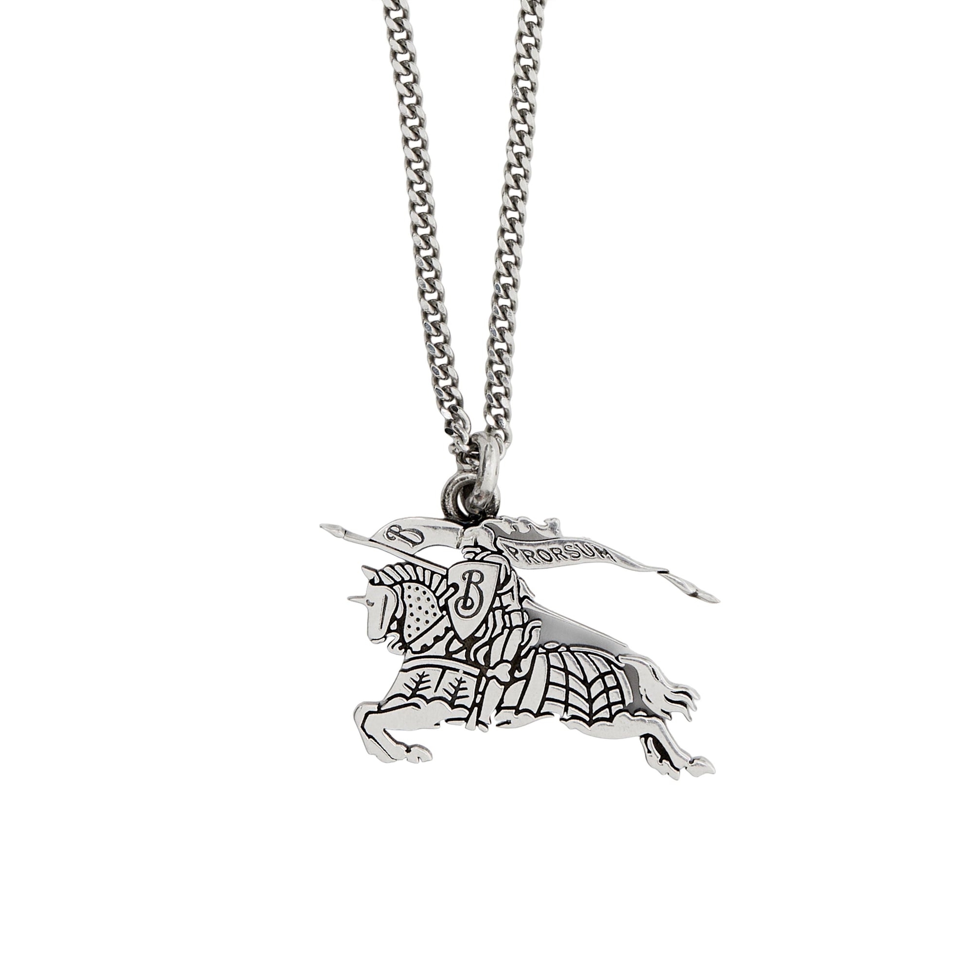 Collier en chaîne à emblème du Cavalier - Vintage Steel
