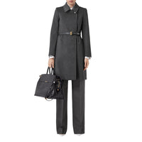 Manteau ceinturé en cachemire à motif monogramme - Pewter Melange