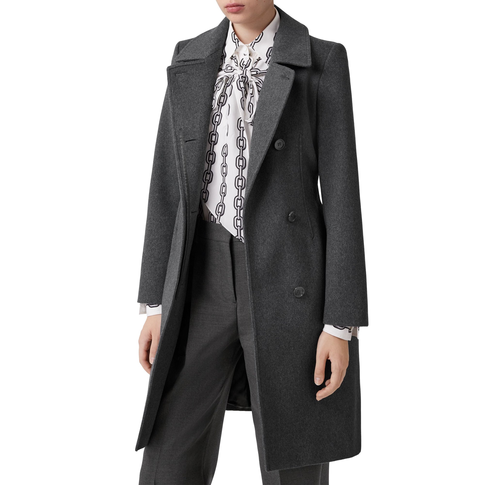 Manteau ceinturé en cachemire à motif monogramme - Pewter Melange
