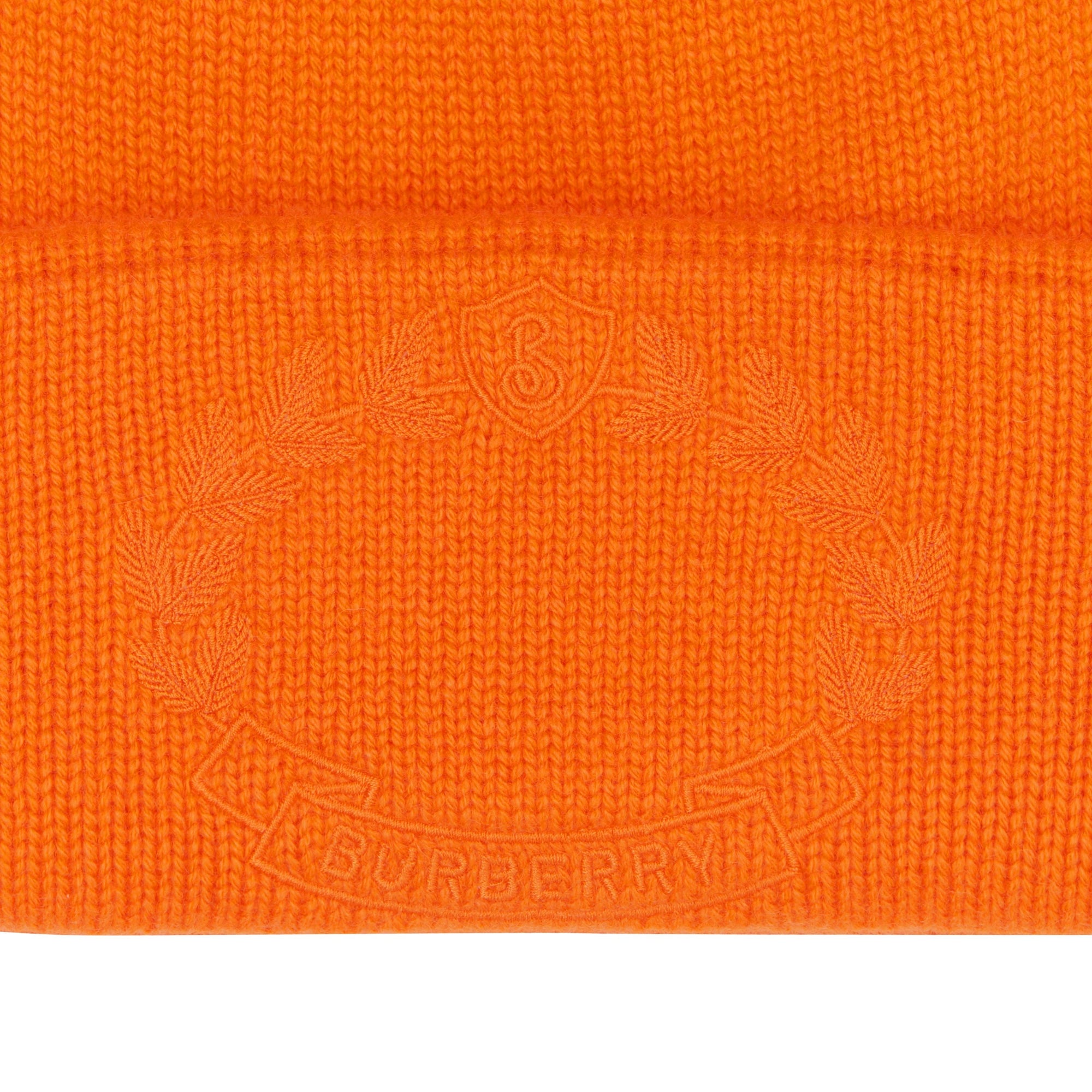Bonnet en cachemire à écusson feuille de chêne brodé - Bright Orange