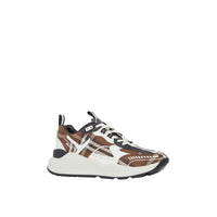 Sneakers en cuir et coton à motif Vintage check - Dark Birch Brown Check