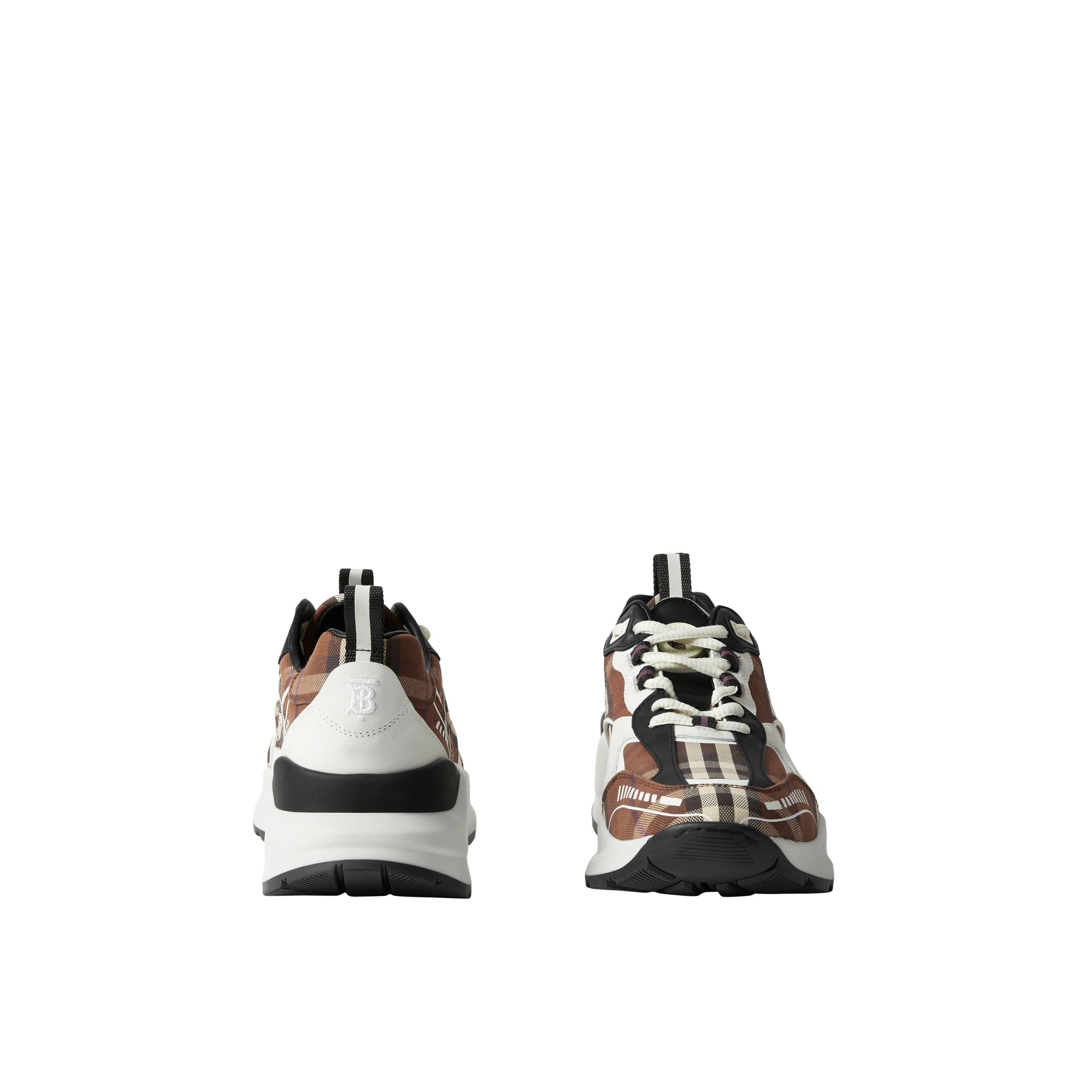 Sneakers en cuir et coton à motif Vintage check - Dark Birch Brown Check