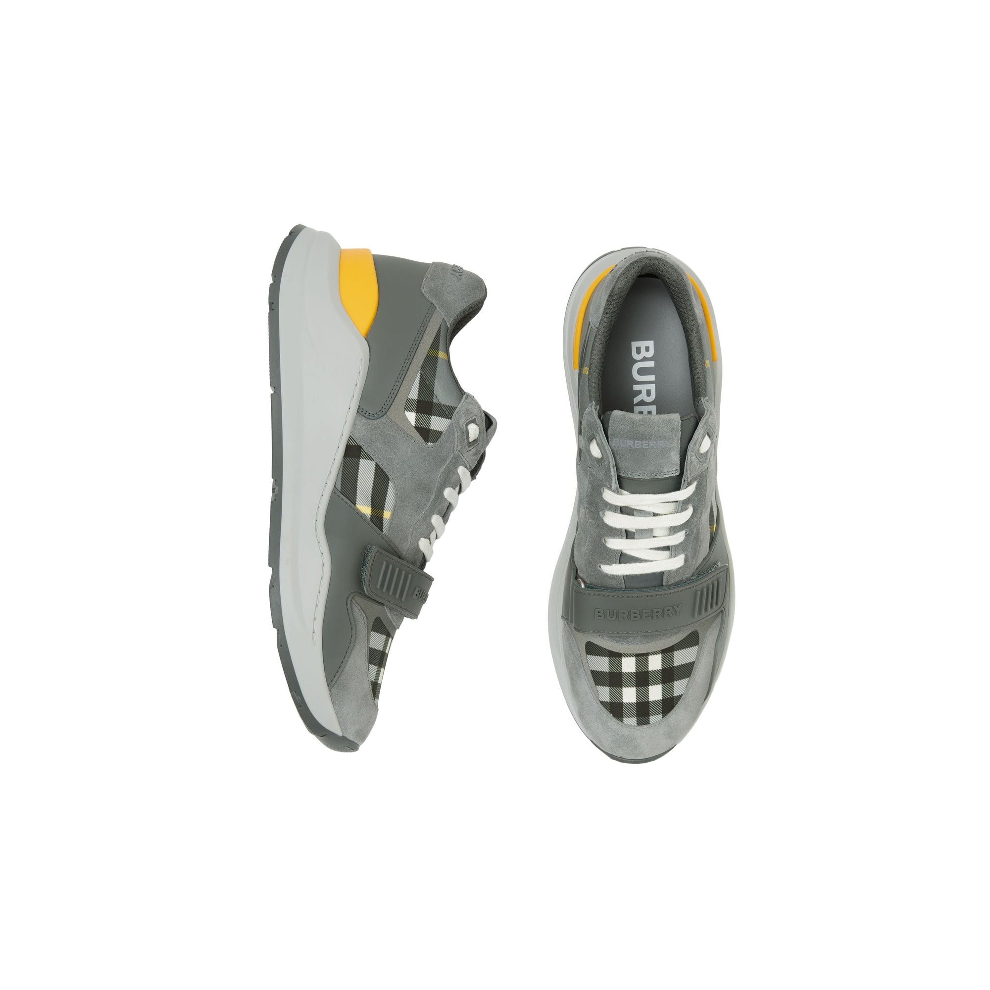 Sneakers multimatières à motif check - Storm Grey Check