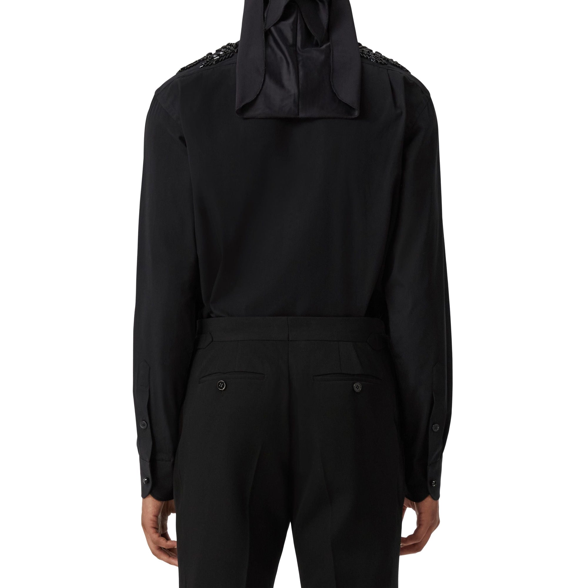 Chemise slim à écusson feuille de chêne en cristaux - Black