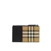 Porte-cartes zippé à motif Vintage check - Archive Beige
