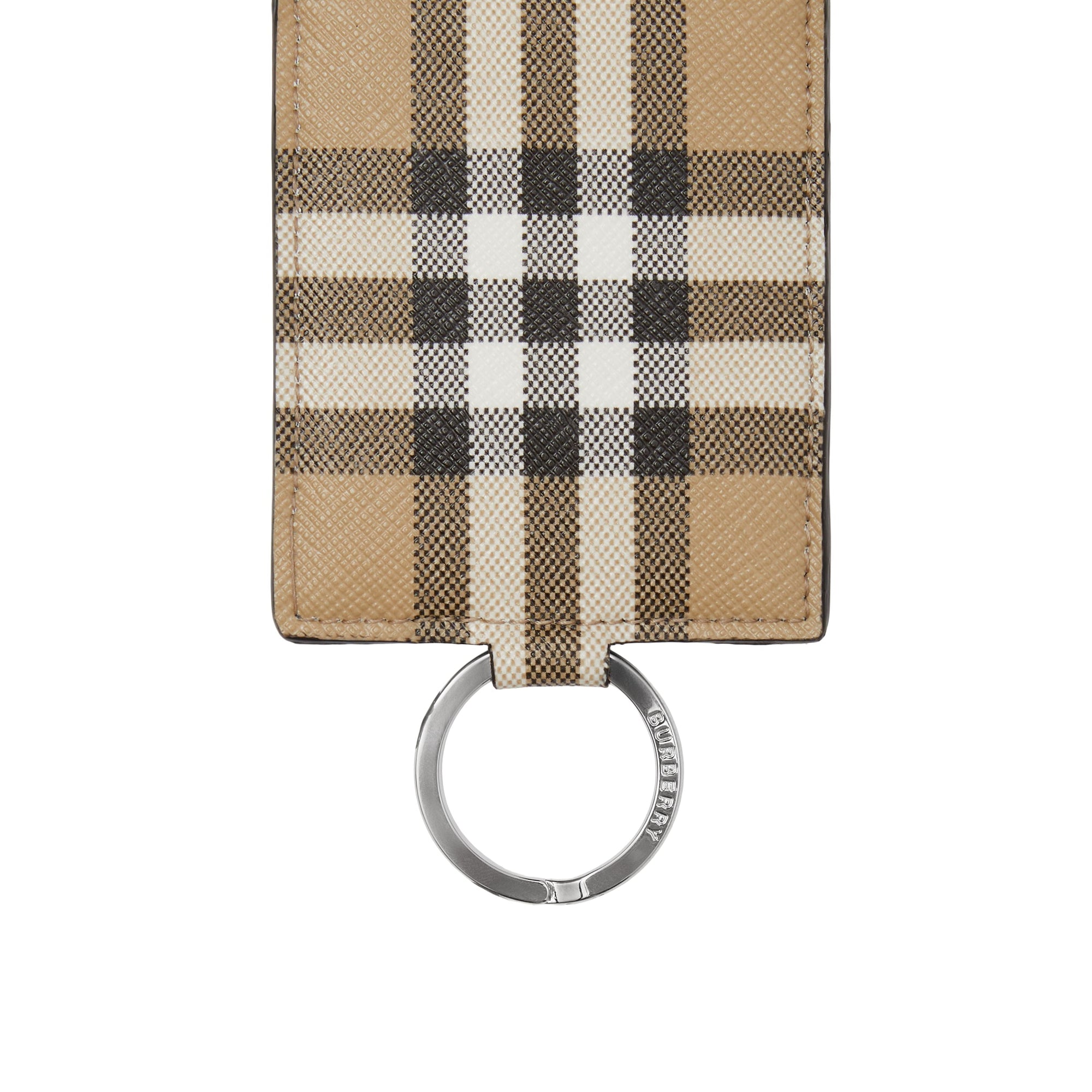 Porte-cartes à motif de chèque vintage et cordon - Archive Beige