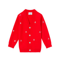 Cardigan en laine mélangée à imprimé ours Thomas - Bright Red