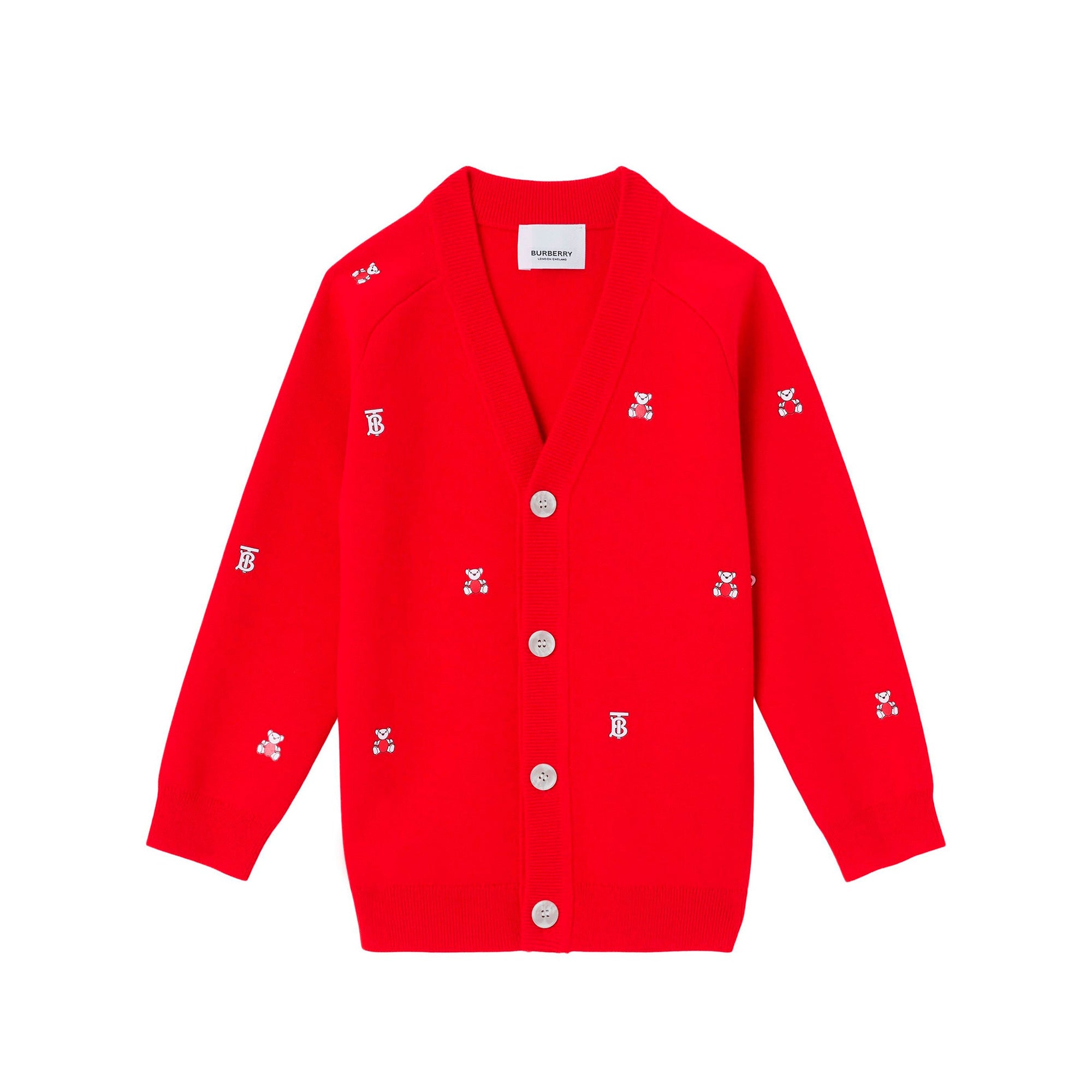 Cardigan en laine mélangée à imprimé ours Thomas - Bright Red