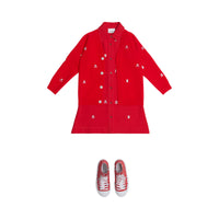 Cardigan en laine mélangée à imprimé ours Thomas - Bright Red