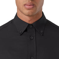 Chemise stretch à écusson feuille de chêne brodé - Black