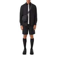 Chemise stretch à écusson feuille de chêne brodé - Black