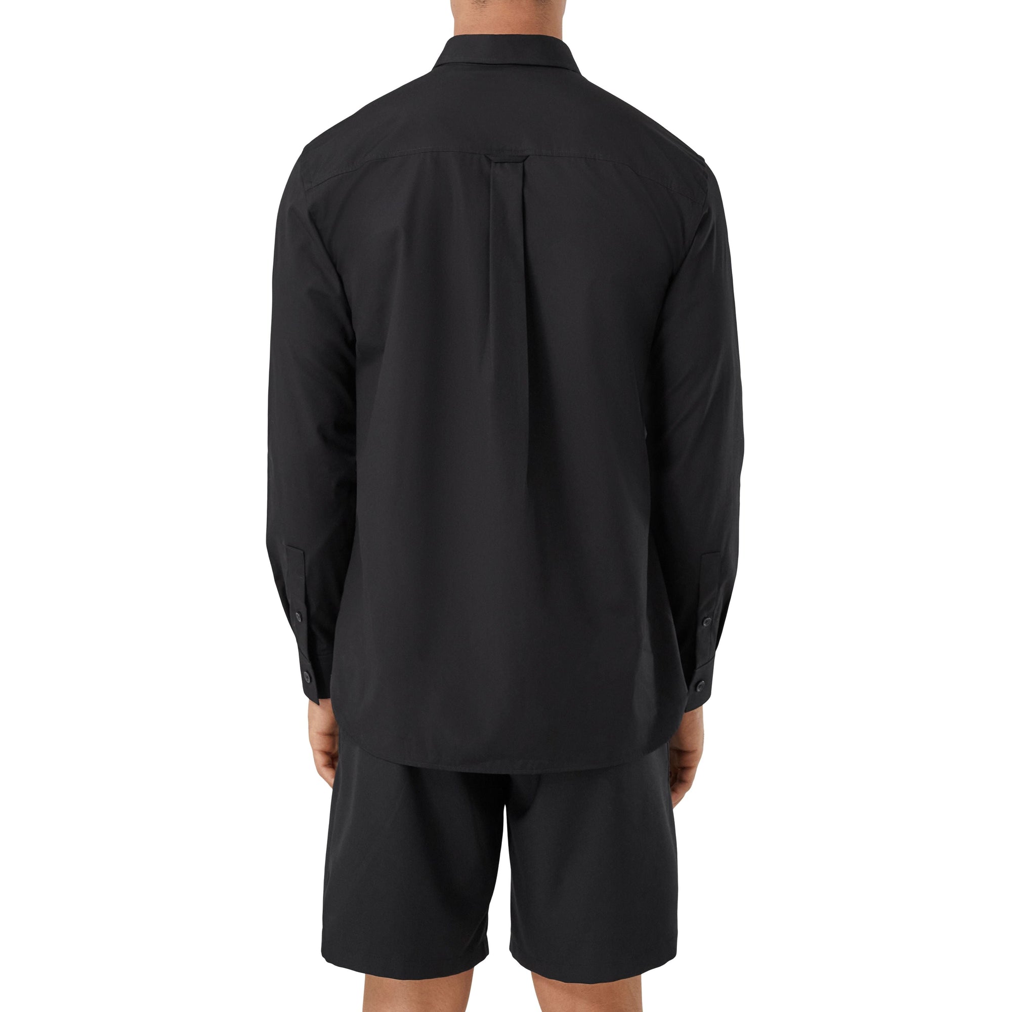 Chemise stretch à écusson feuille de chêne brodé - Black