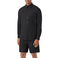 Chemise stretch à écusson feuille de chêne brodé - Black