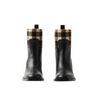 Bottines en cuir à motif check - Black & Darkbirchbrown
