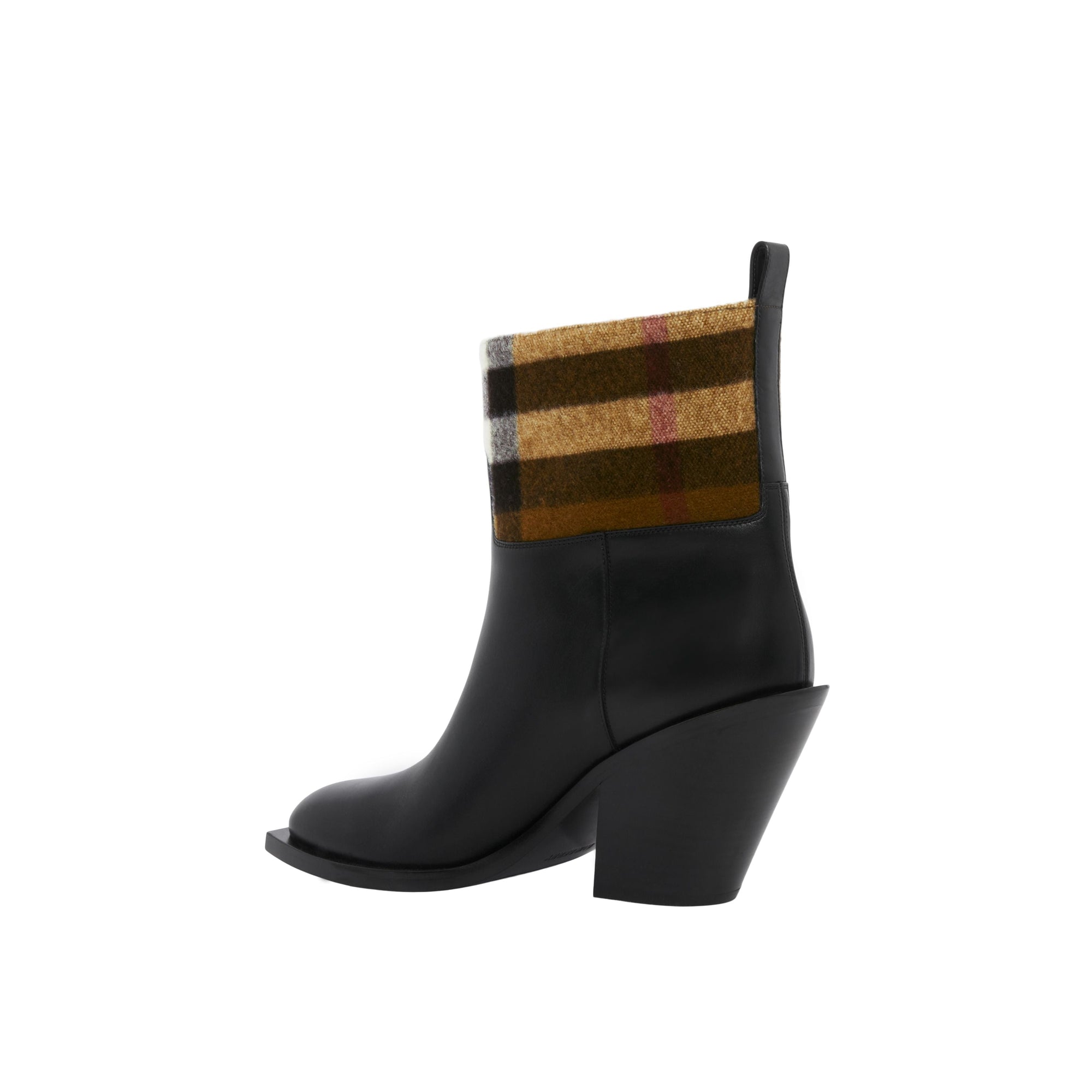 Bottines en cuir à motif check - Black & Darkbirchbrown
