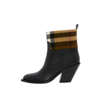 Bottines en cuir à motif check - Black & Darkbirchbrown
