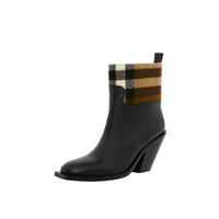 Bottines en cuir à motif check - Black & Darkbirchbrown