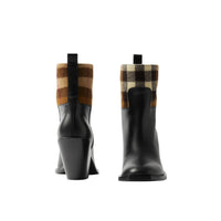 Bottines en cuir à motif check - Black & Darkbirchbrown