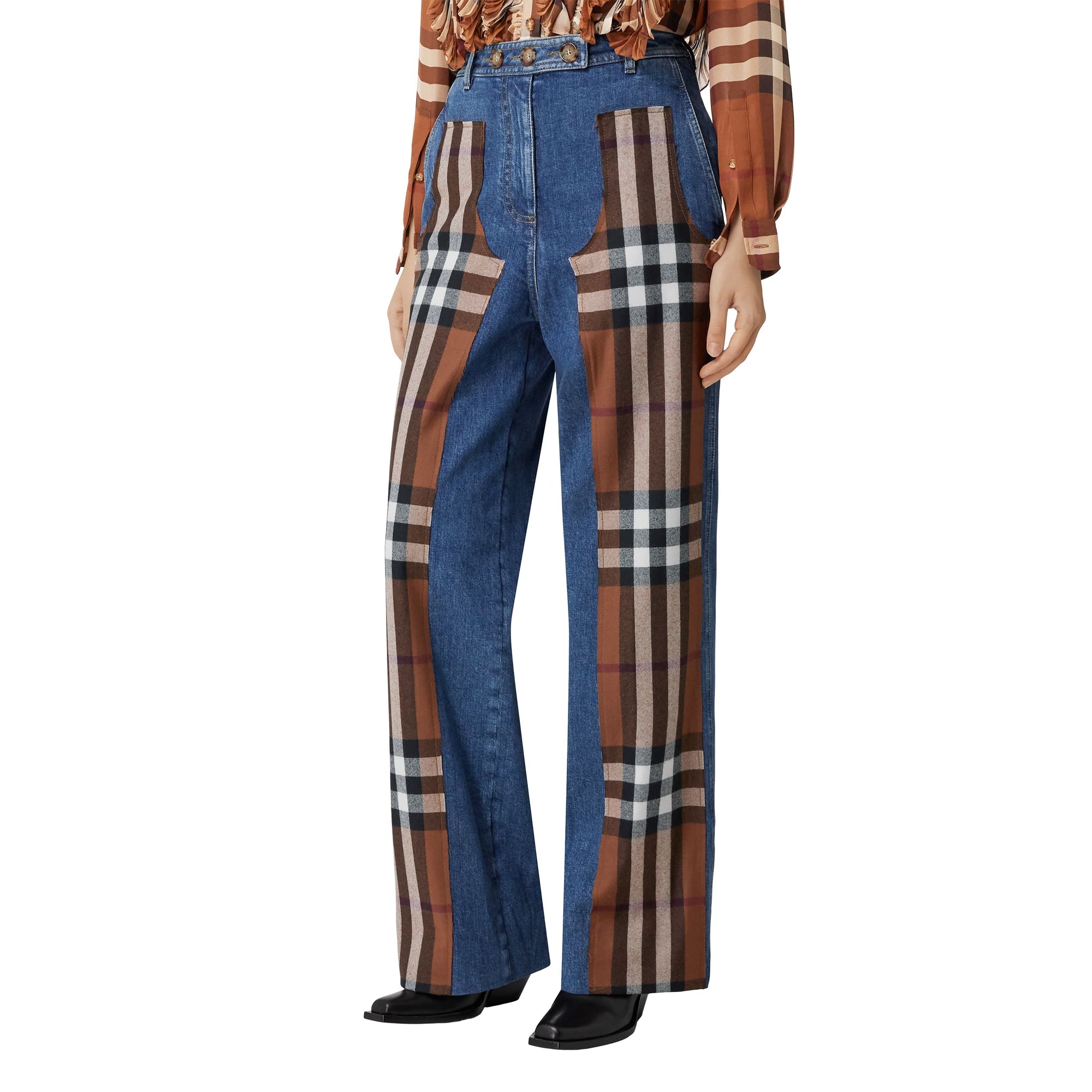 Jean délavé et laine à motif check - Deep Slate Blue