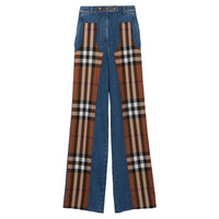 Jean délavé et laine à motif check - Deep Slate Blue