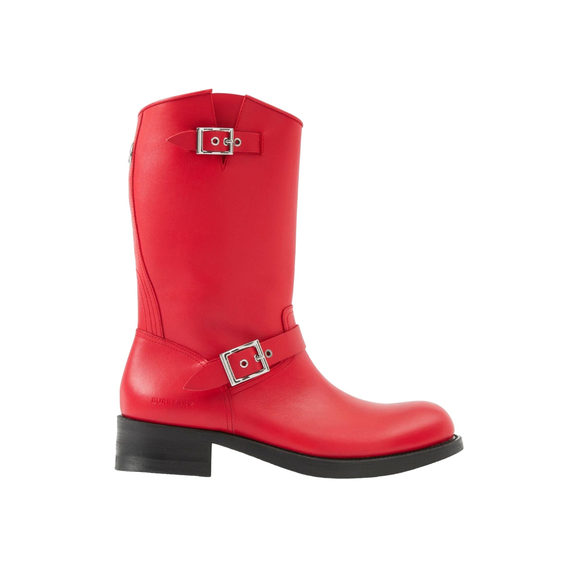 Bottes de motard à double sangle en cuir - Bright Red