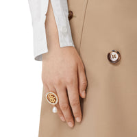 Bague plaquée or à perle - Light Gold