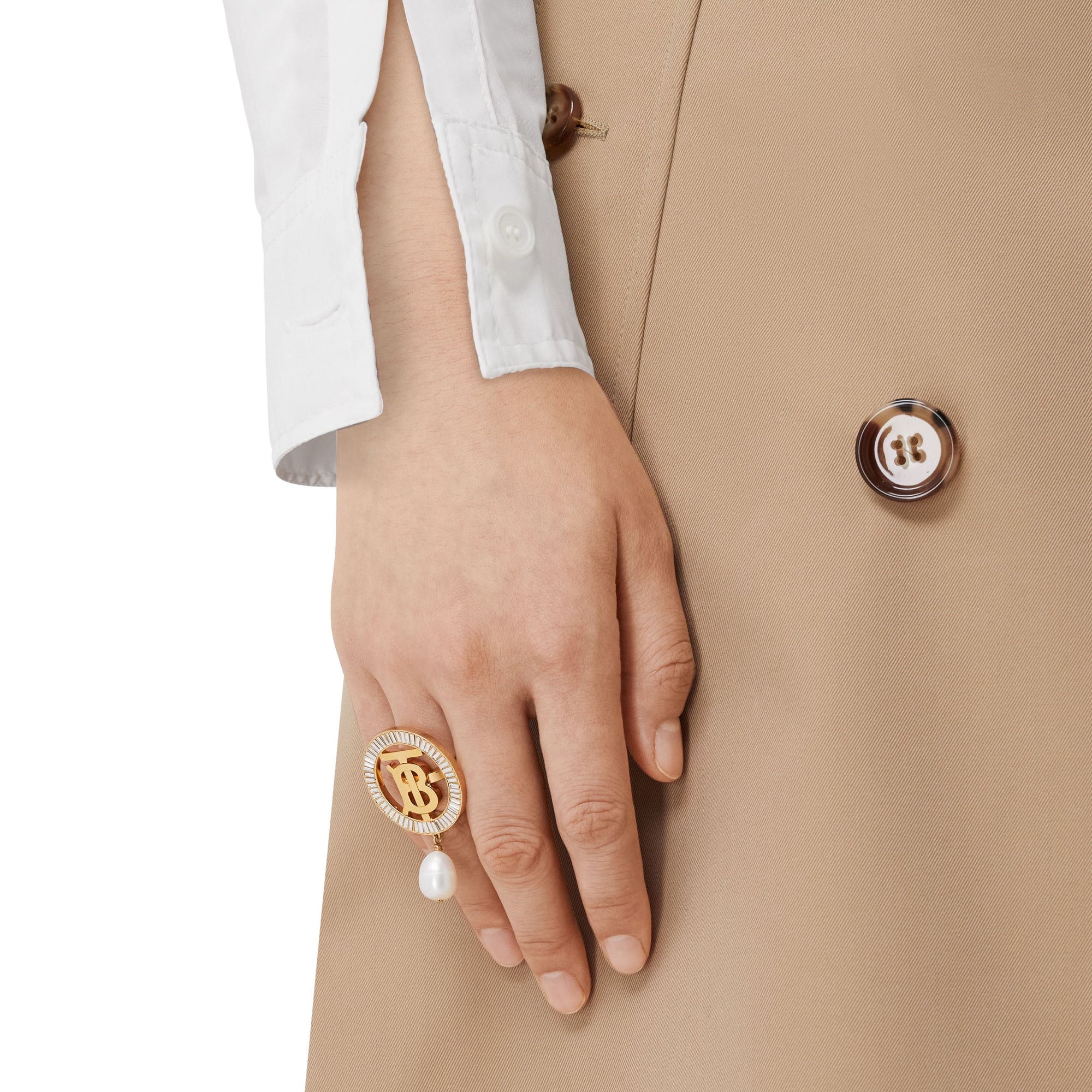 Bague plaquée or à perle - Light Gold