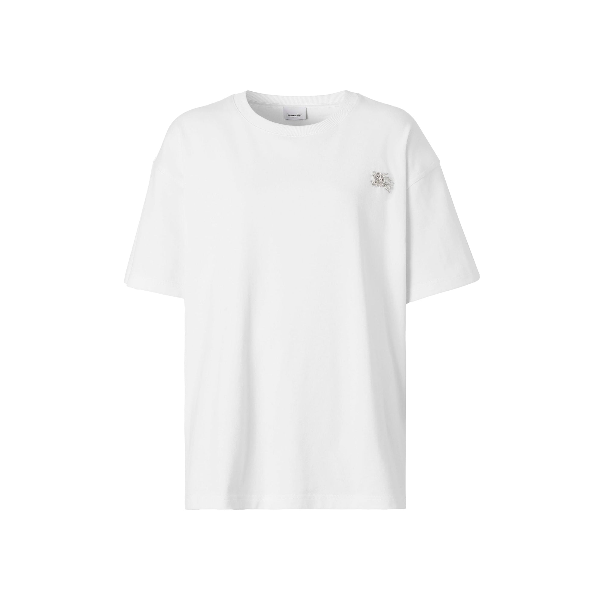 T-shirt oversize en coton Crystal à motif cavalier - White