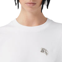 T-shirt oversize en coton Crystal à motif cavalier - White
