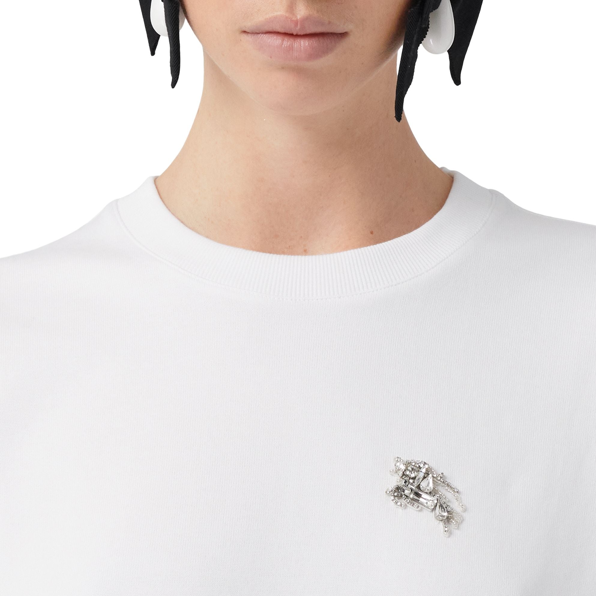 T-shirt oversize en coton Crystal à motif cavalier - White