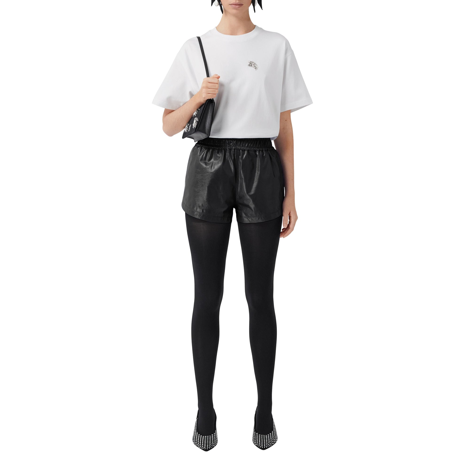 T-shirt oversize en coton Crystal à motif cavalier - White