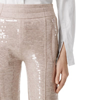 Pantalon à paillettes en cachemire - Beige Melange