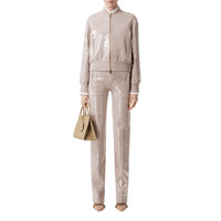 Pantalon à paillettes en cachemire - Beige Melange