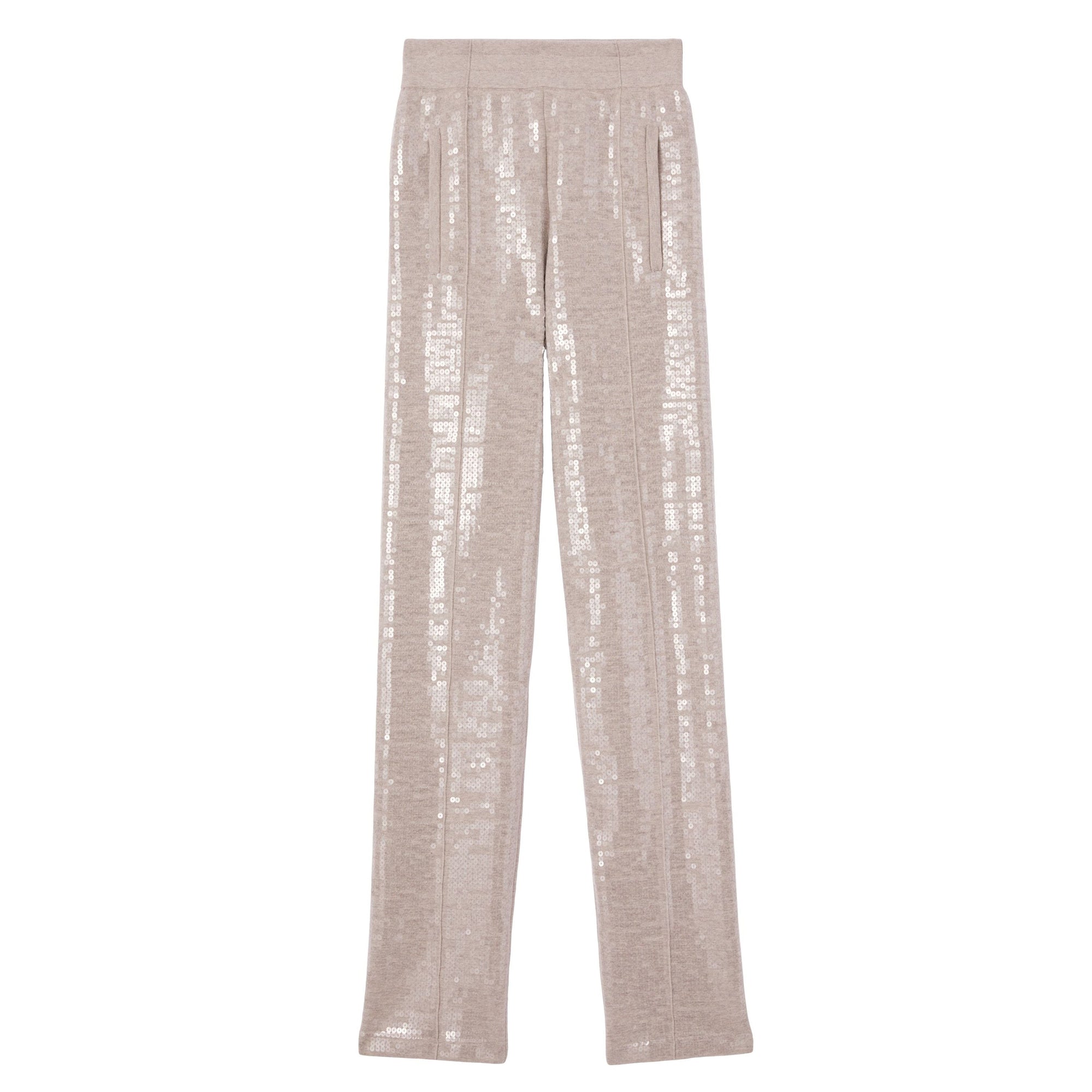 Pantalon à paillettes en cachemire - Beige Melange